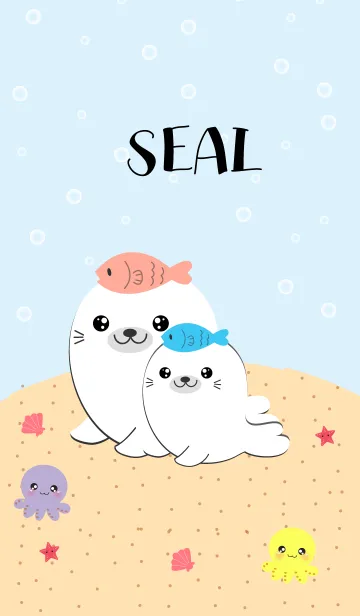 [LINE着せ替え] I Love Cute Seal Theme (jp)の画像1