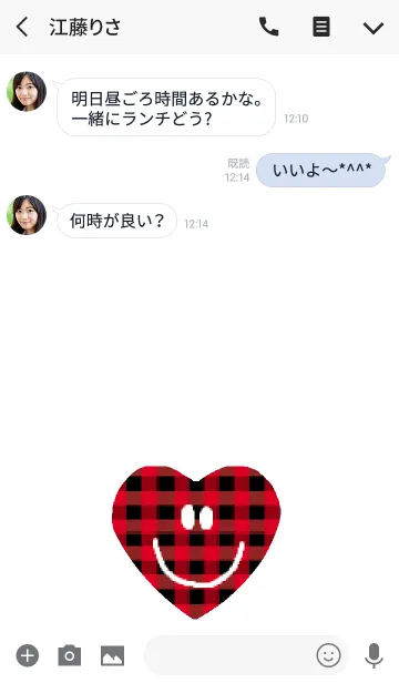 [LINE着せ替え] レッドブラックチェックスマイルニコの画像3