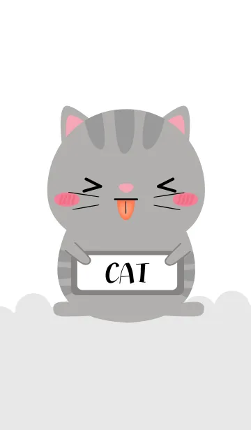 [LINE着せ替え] Simple Love Cute Gray Cat Theme (jp)の画像1