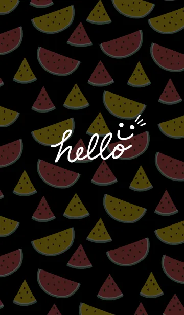 [LINE着せ替え] スマイル・スイカ-黒23-の画像1