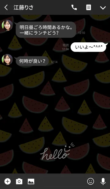[LINE着せ替え] スマイル・スイカ-黒23-の画像3
