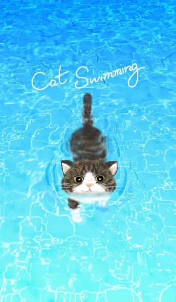 [LINE着せ替え] 泳ぐ猫 : 1の画像1
