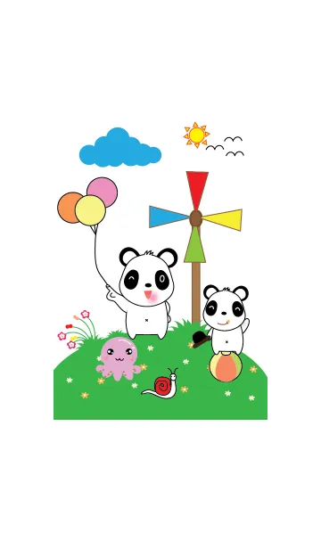 [LINE着せ替え] Cute panda theme v.10 (JP)の画像1