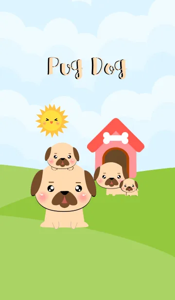 [LINE着せ替え] Family Lovely Pug Theme (jp)の画像1