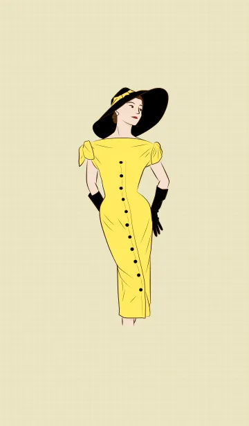 [LINE着せ替え] 1950's Girl (Yellow)の画像1