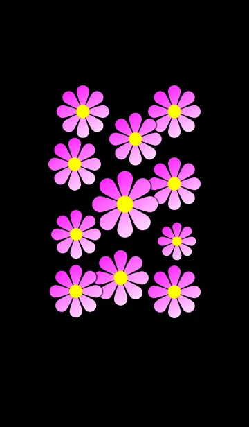 [LINE着せ替え] ピンクの花模様 [ 黒 ] No.3の画像1