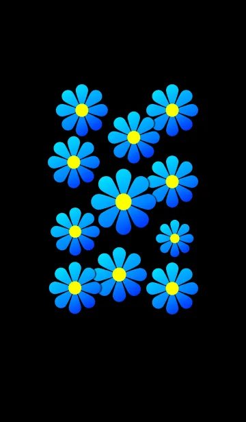 [LINE着せ替え] 青い花模様 [ 黒 ] No.3の画像1