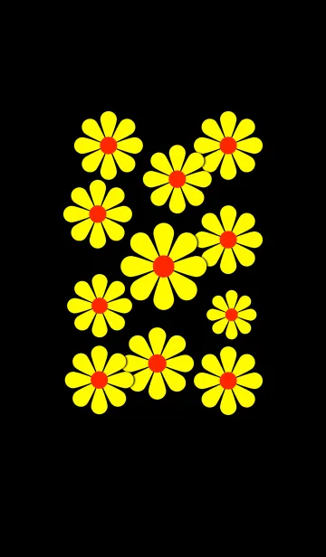 [LINE着せ替え] 黄色い花模様 [ 黒 ] No.3の画像1