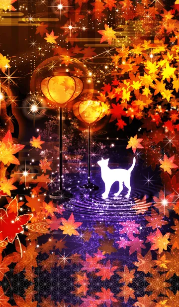 [LINE着せ替え] Autumn leaves and Catの画像1