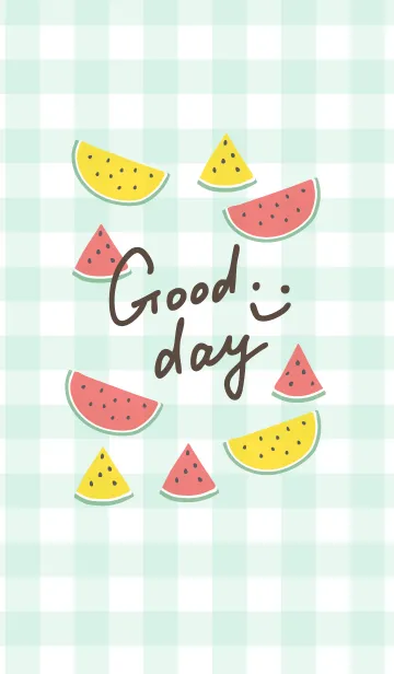 [LINE着せ替え] スマイル-夏 スイカ チェック22-の画像1