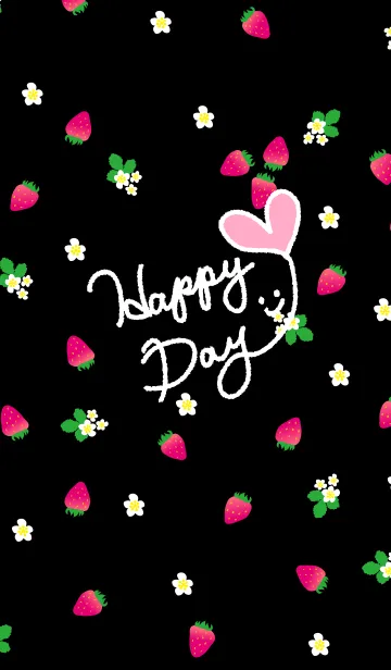 [LINE着せ替え] いちご-スマイル黒15-の画像1