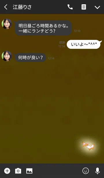 [LINE着せ替え] ダークイエローライトバタフライの画像3