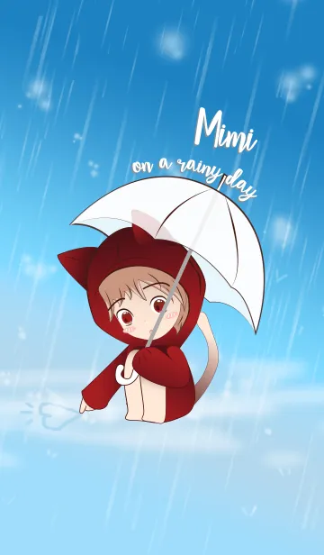 [LINE着せ替え] Mimi in hood cat on a rainy day (JP)の画像1