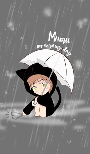 [LINE着せ替え] Mumu in hood cat on a rainy day (JP)の画像1