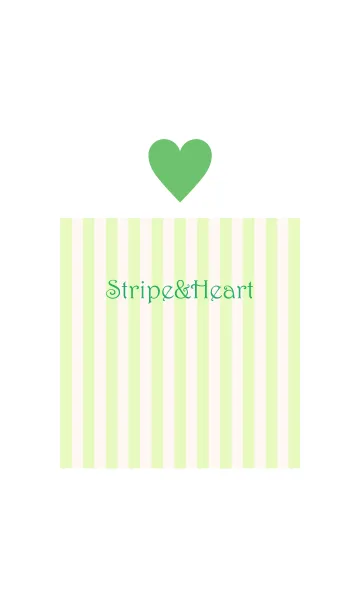 [LINE着せ替え] Stripe＆Heart - Green+Beige -の画像1