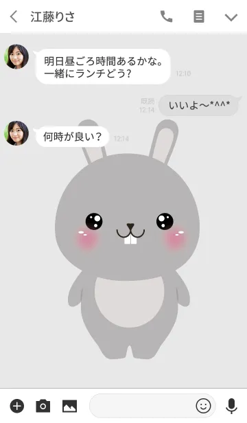 [LINE着せ替え] Face Gray Rabbit Theme (jp)の画像3