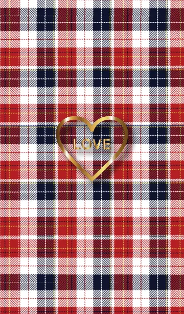 [LINE着せ替え] Tartan check and Gold Heart.の画像1