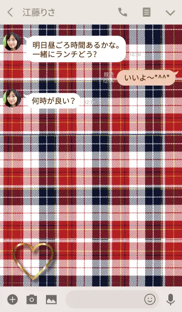 [LINE着せ替え] Tartan check and Gold Heart.の画像3
