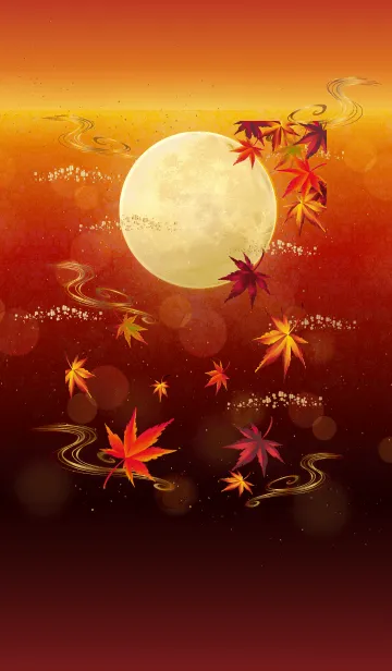 [LINE着せ替え] 日本の紅葉と満月の画像1