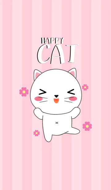 [LINE着せ替え] Happy White Cat Theme (jp)の画像1