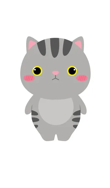 [LINE着せ替え] Face Gray Cat Theme (jp)の画像1