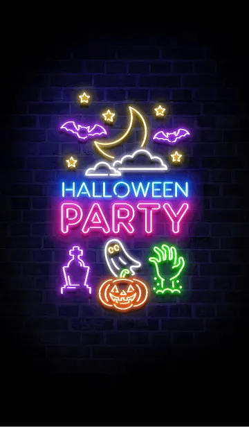[LINE着せ替え] HalloweenParty5(neon)の画像1