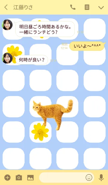 [LINE着せ替え] お花と猫ちゃんの画像3