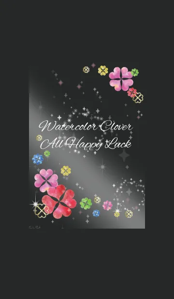 [LINE着せ替え] 黒＆ピンク / 風水の水彩クローバーの画像1