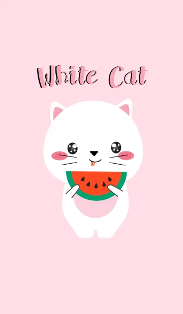 [LINE着せ替え] Simple Cute White Cat (jp)の画像1