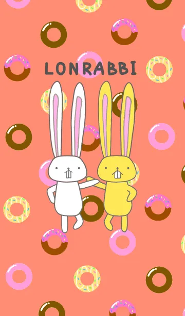[LINE着せ替え] ロンラビ♡うさぎとドーナツ♡の画像1