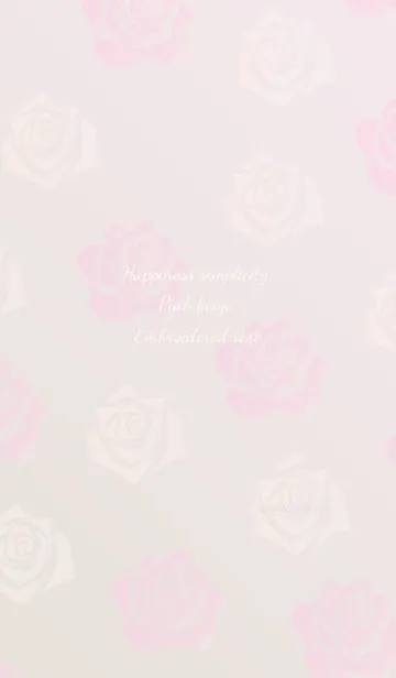 [LINE着せ替え] ハッピーシンプル ベージュピンク刺繍バラの画像1