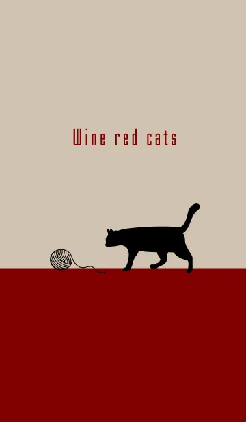 [LINE着せ替え] シンプルな猫 ワインレッドの着せ替えの画像1