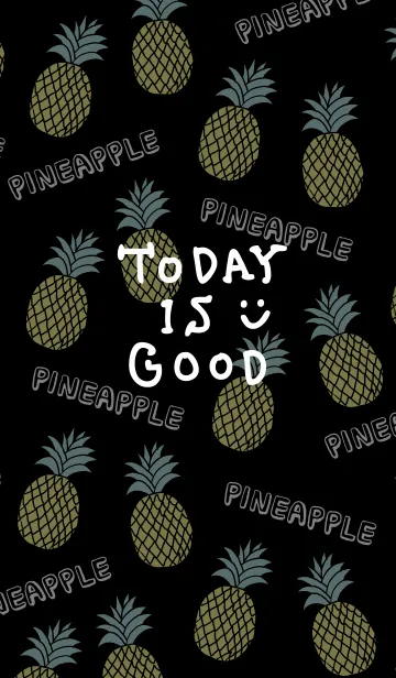 [LINE着せ替え] スマイル・パイナップル-黒-の画像1