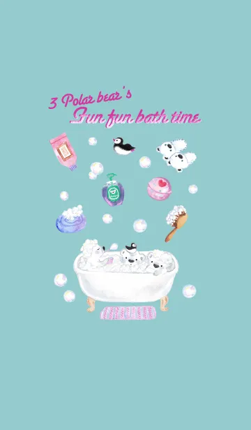 [LINE着せ替え] 3 Polar bear's fun fun bath timeの画像1