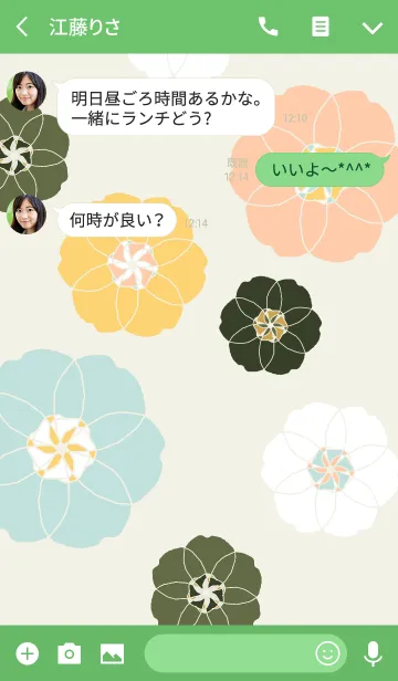 [LINE着せ替え] レトロな花柄の画像3