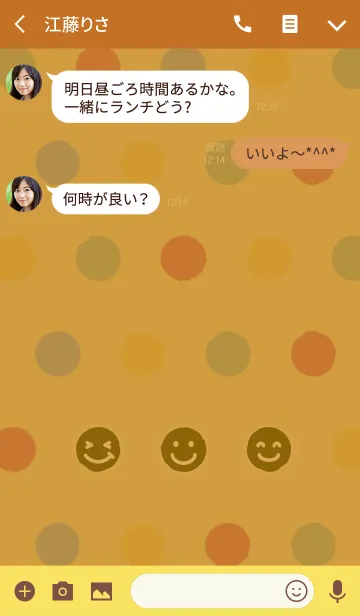 [LINE着せ替え] スマイルドット 02 + テラコッタ/黄の画像3