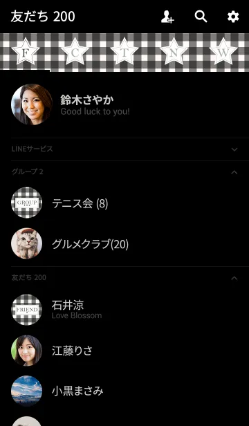 [LINE着せ替え] Gingham Check Black -SIMPLE STAR-の画像2