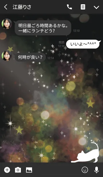 [LINE着せ替え] 黒＆黄色 / 水彩 風水 幸運を招く猫の画像3