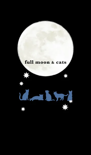 [LINE着せ替え] 【運気アップ】満月と猫の着せ替えの画像1