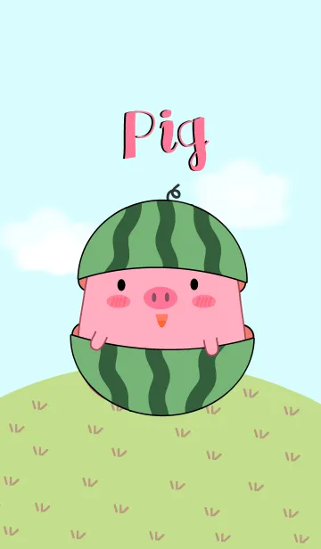 [LINE着せ替え] Pig and Watermelon (jp)の画像1