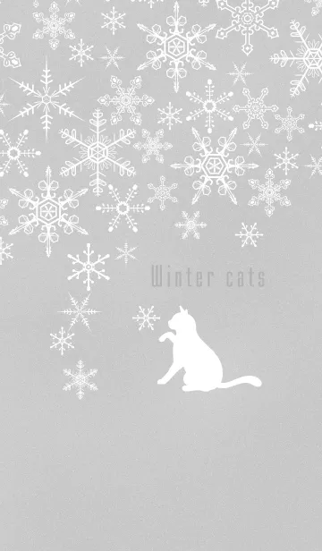 [LINE着せ替え] 冬のシンプルな猫-雪の結晶＠冬特集の画像1