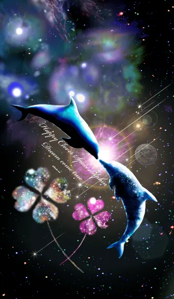[LINE着せ替え] 恋愛運♥Happy Clover Space Dolphinの画像1