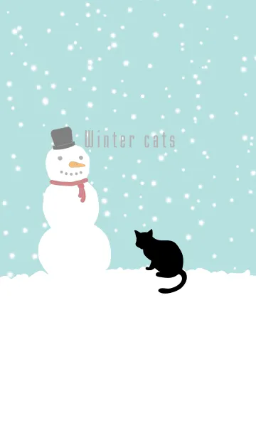 [LINE着せ替え] 冬のシンプルな猫-雪だるま＠冬特集の画像1