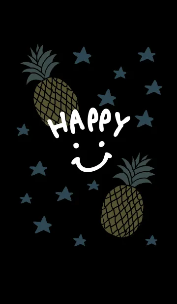 [LINE着せ替え] スマイル・パイナップル・星-黒28-の画像1