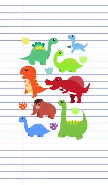 [LINE着せ替え] Dinosaur On Paper Theme (jp)の画像1