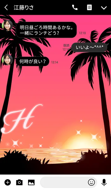 [LINE着せ替え] 【H】イニシャル◆サンセットビーチ1の画像3