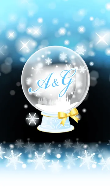 [LINE着せ替え] A＆G イニシャル❤️スノードーム水色の画像1