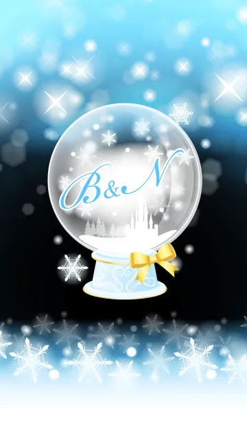 [LINE着せ替え] B＆N イニシャル❤️スノードーム水色の画像1