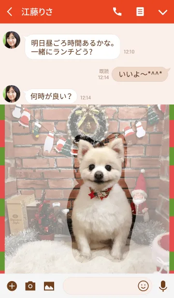 [LINE着せ替え] ふわふわポメ子 おんぷ(クリスマス)の画像3