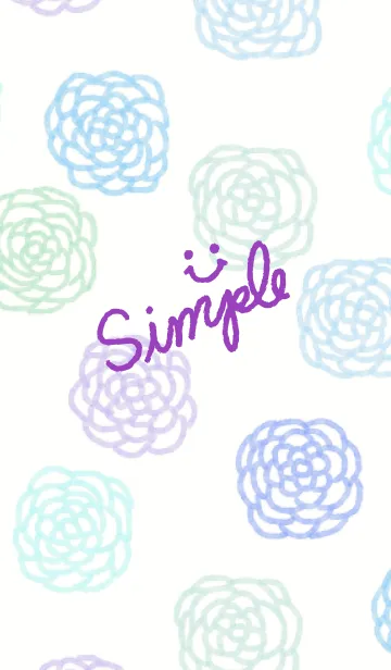 [LINE着せ替え] 青色水彩お花柄-スマイル26-の画像1